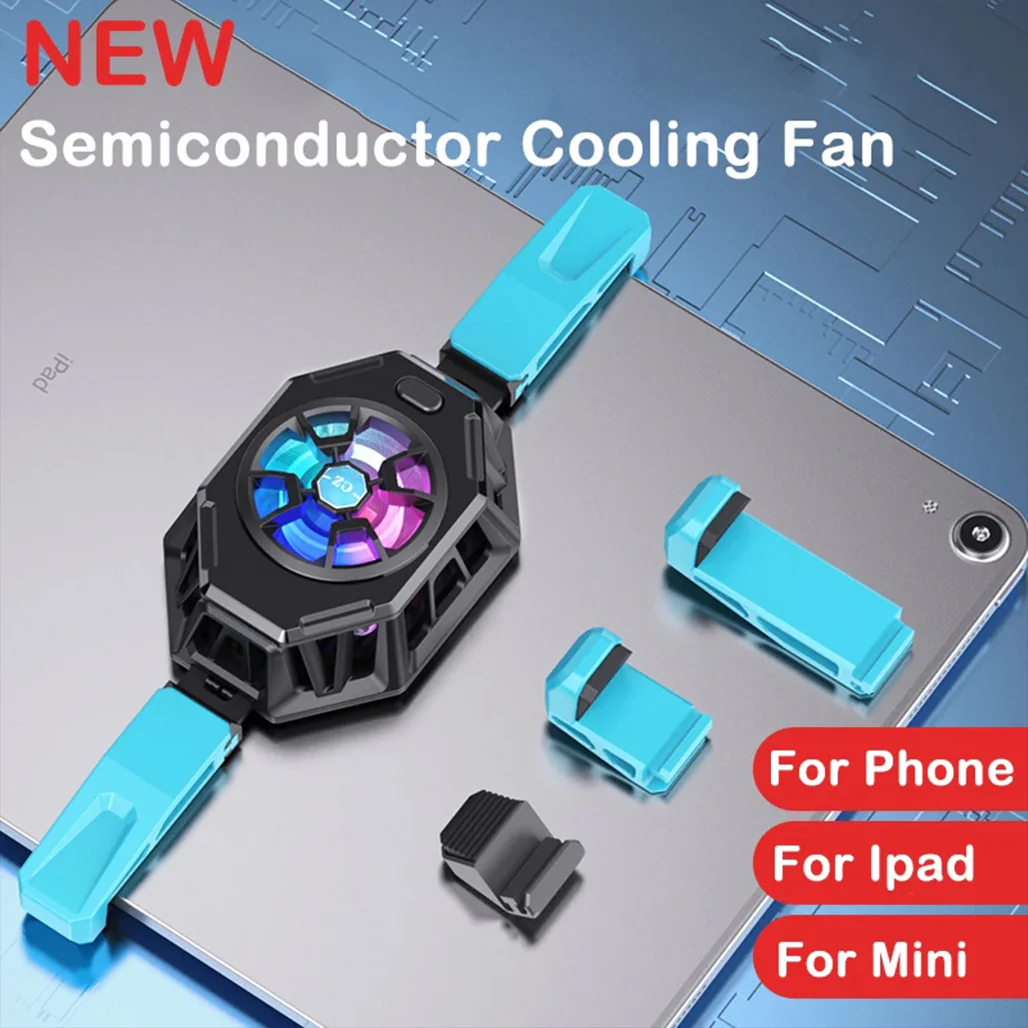 All-in-One P50 Semiconductor Fast Cooling Fan with RGB Light – Universal Back Clip Radiator for Tablets & Phones - Image 4