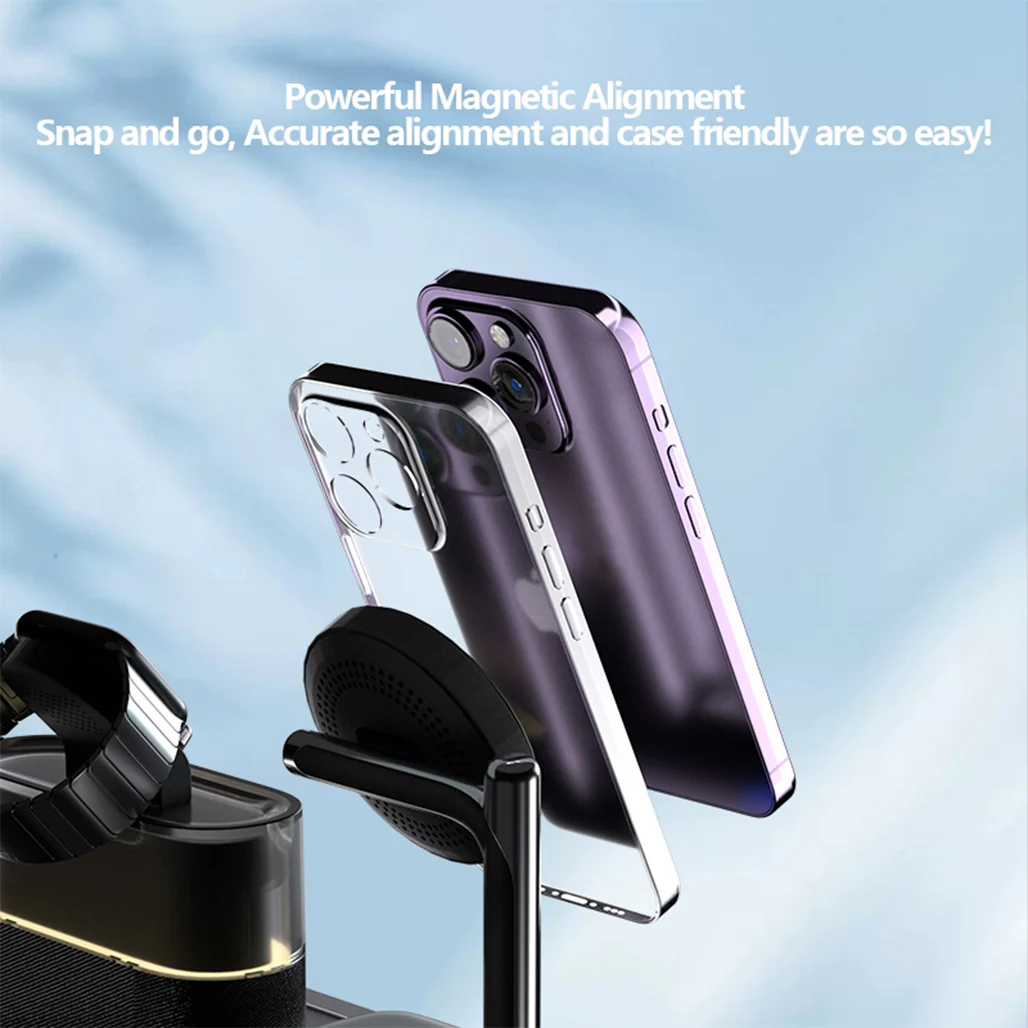 5-in-1 Multifunctional 15W Wireless Charging Station with Bedside Clock - C09 - Image 7