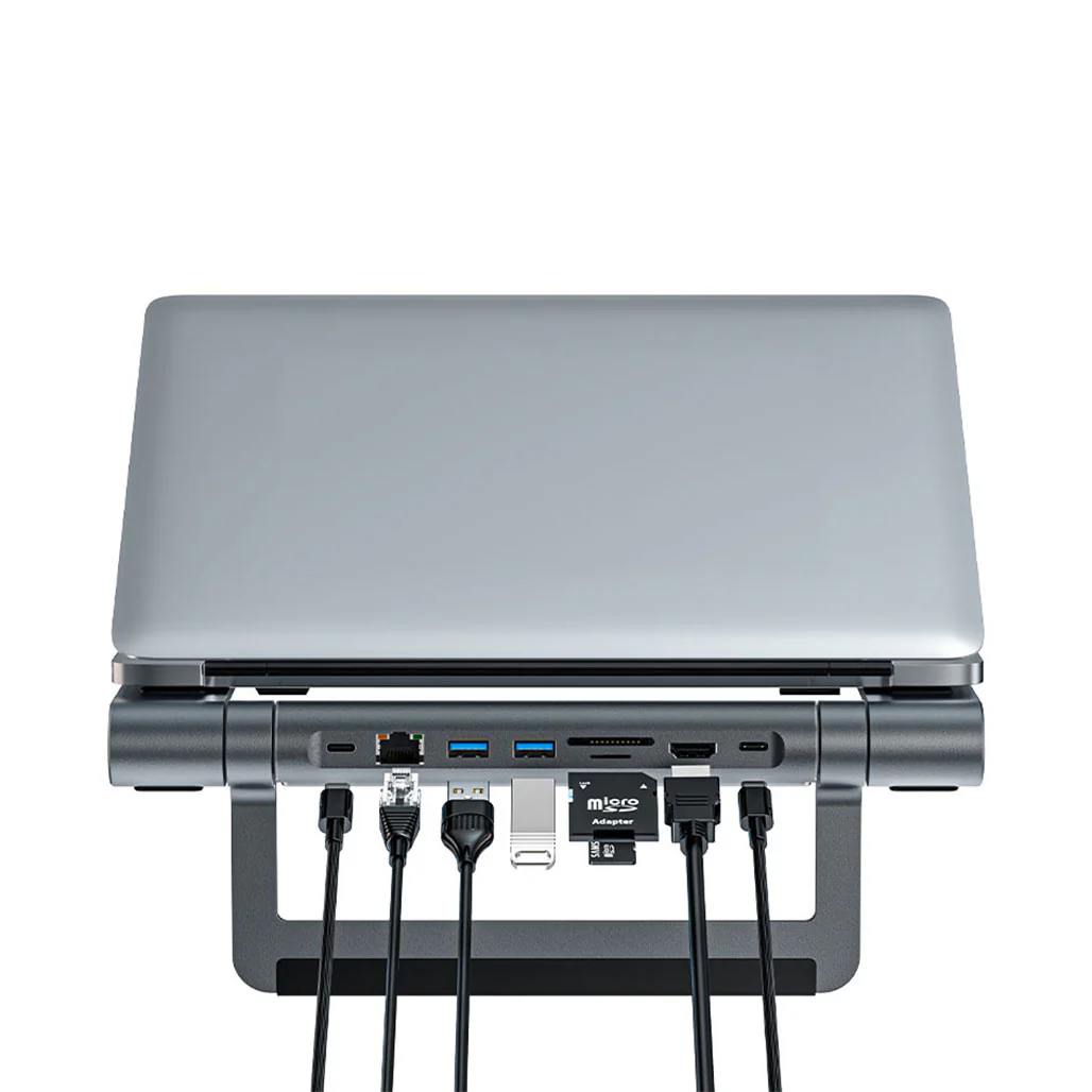 ACEFAST E5 Plus Multifunctional Laptop Stand with Hub - Adjustable Angle, USB 3.0, 4K Media Port, PD, LAN, SD/TF - Image 2