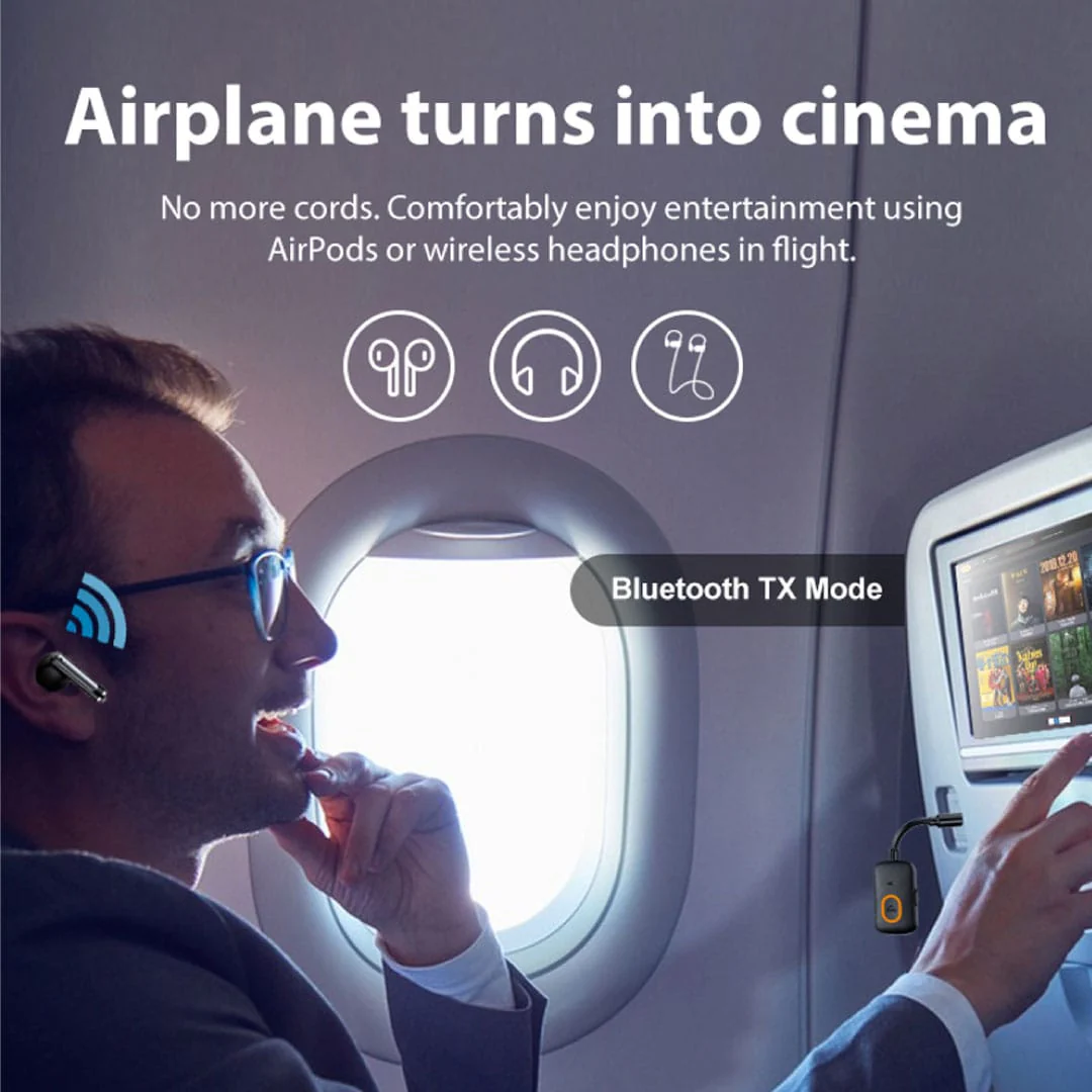 Bluepebble AirLync Bluetooth 5.4 Airplane Adapter - BP-AIRLYNC-BK - Image 3