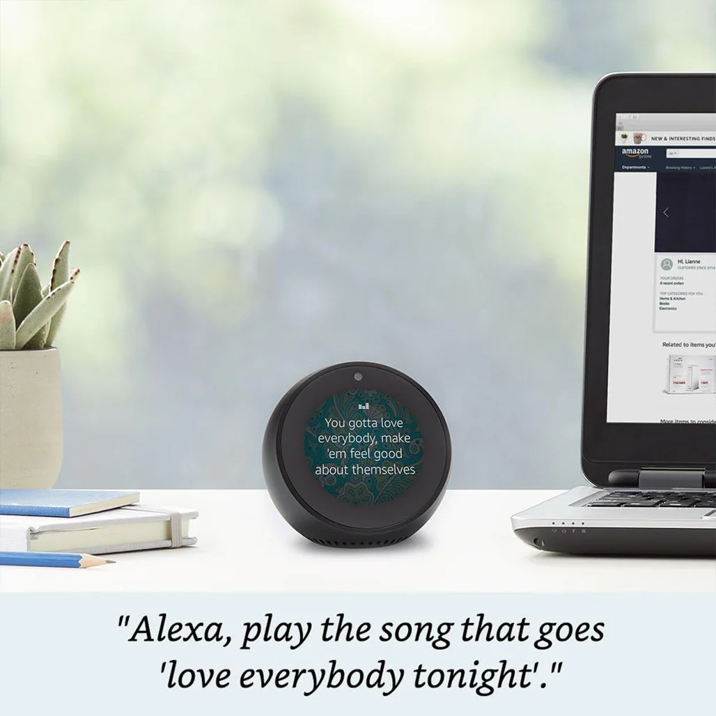 Amazon Echo Spot Smart Alarm Clock with 2.5" Display and Alexa – Black - Image 4