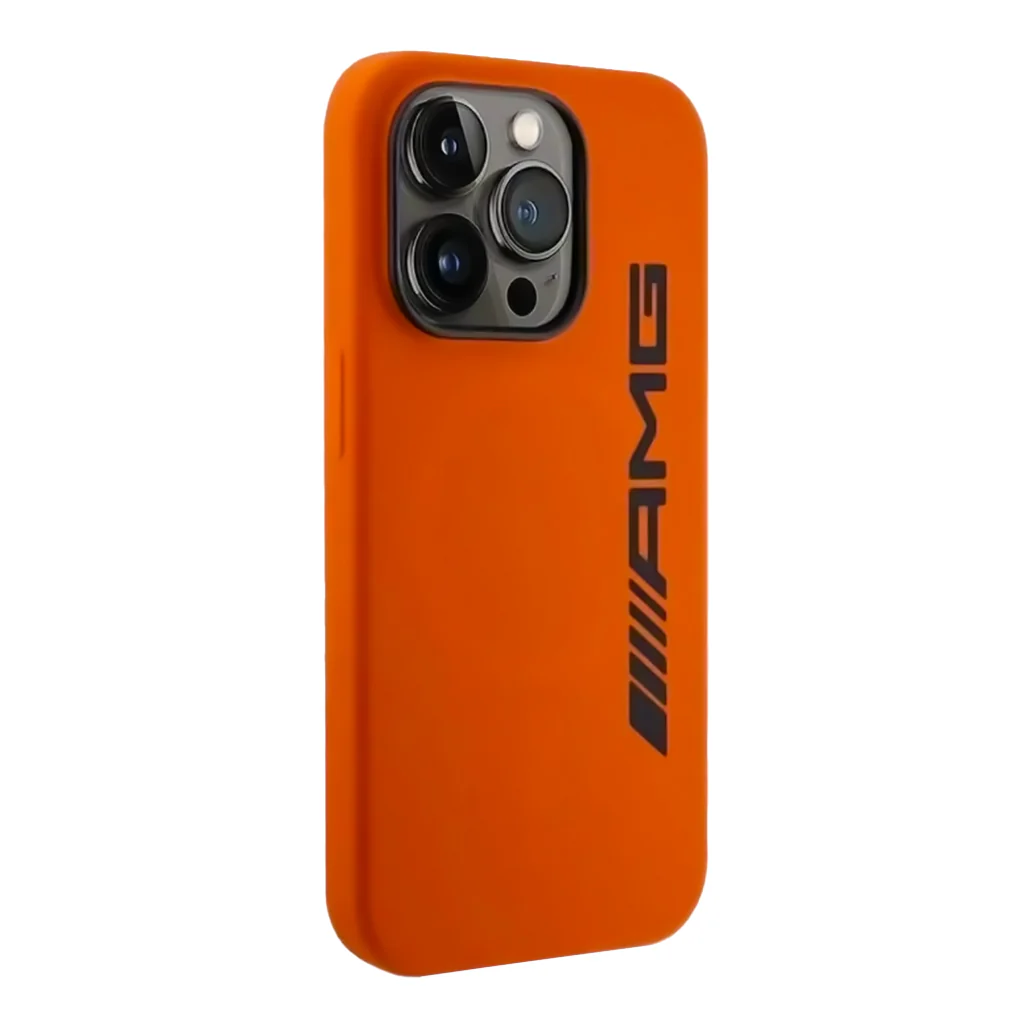 AMG MagSafe Liquid Silicone Case for iPhone 15 Pro - Orange - Image 3