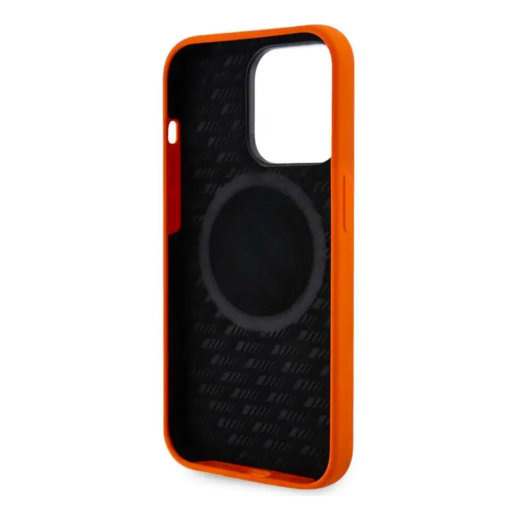 AMG MagSafe Liquid Silicone Case for iPhone 15 Pro - Orange - Image 4