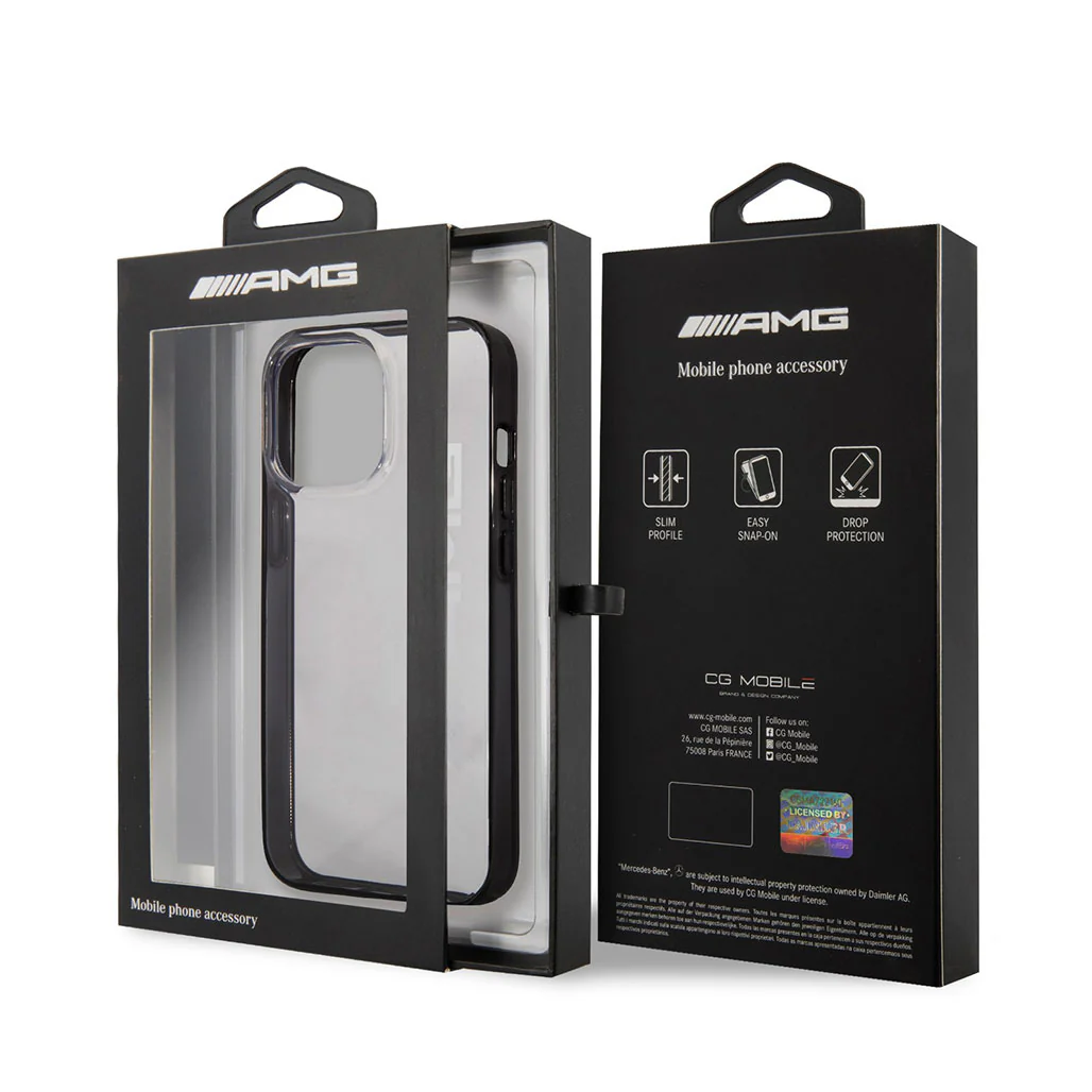 AMG PC Transparent Hard Case With Black Matte TPU Rim For iPhone 14 Pro - Image 4