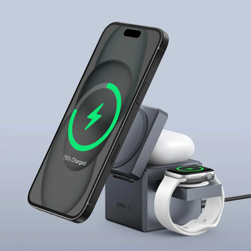 Anker 3-in-1 Cube with MagSafe - Ultra-Fast 15W Wireless Charger for iPhone, Apple Watch, and AirPods, Compact and Foldable Travel-Friendly Design - Image 8
