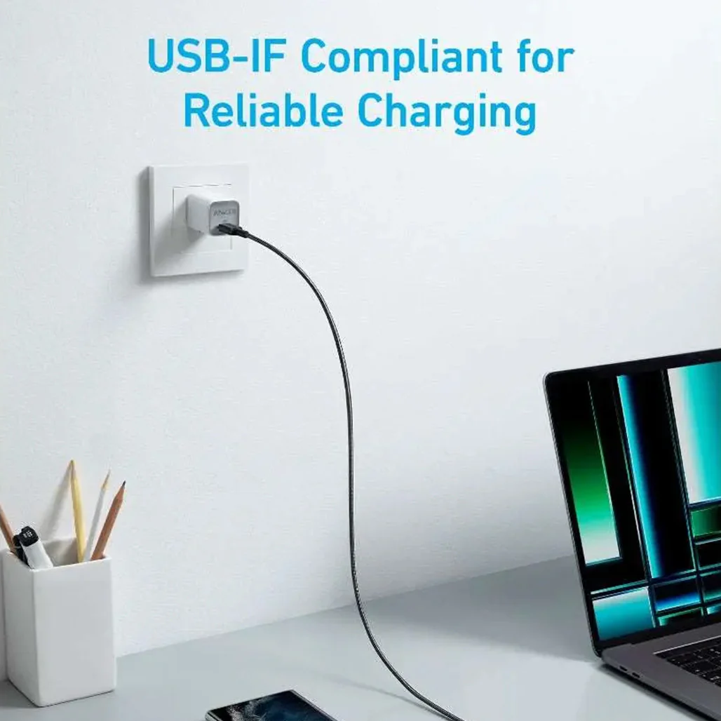 Anker 322 PowerLine USB C to USB C Braided 3ft/0.9m 60W Cable A81F5 - Image 4