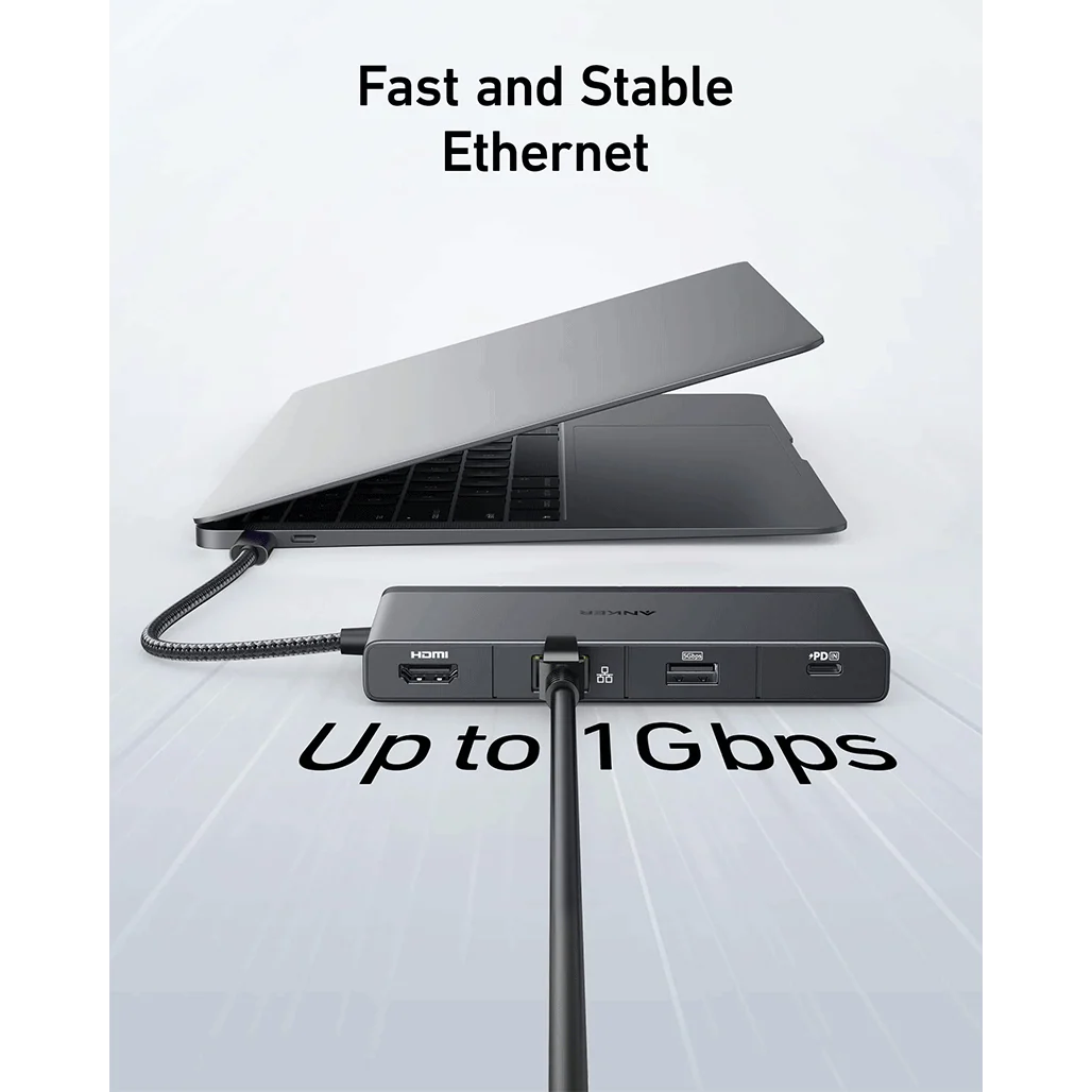 Anker 552 USB-C Hub (9-in-1) with 4K HDMI – High-Speed Data Transfer, Pass-Through Charging, Ethernet, SD/microSD Slots - Image 6