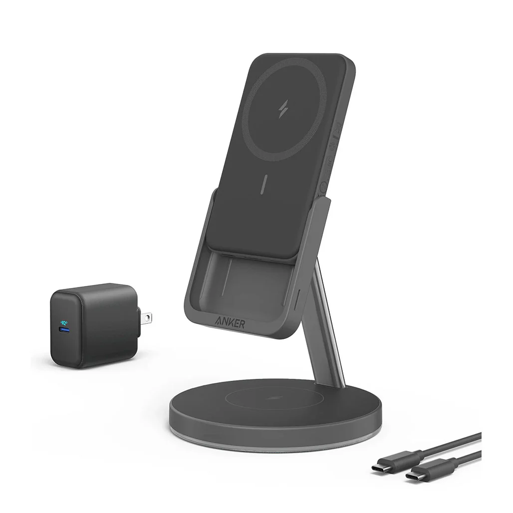 Anker 633 MagGo Magnetic Wireless Charger – 2-in-1 Charging Stand & Portable Charger with Safe Charging Technology