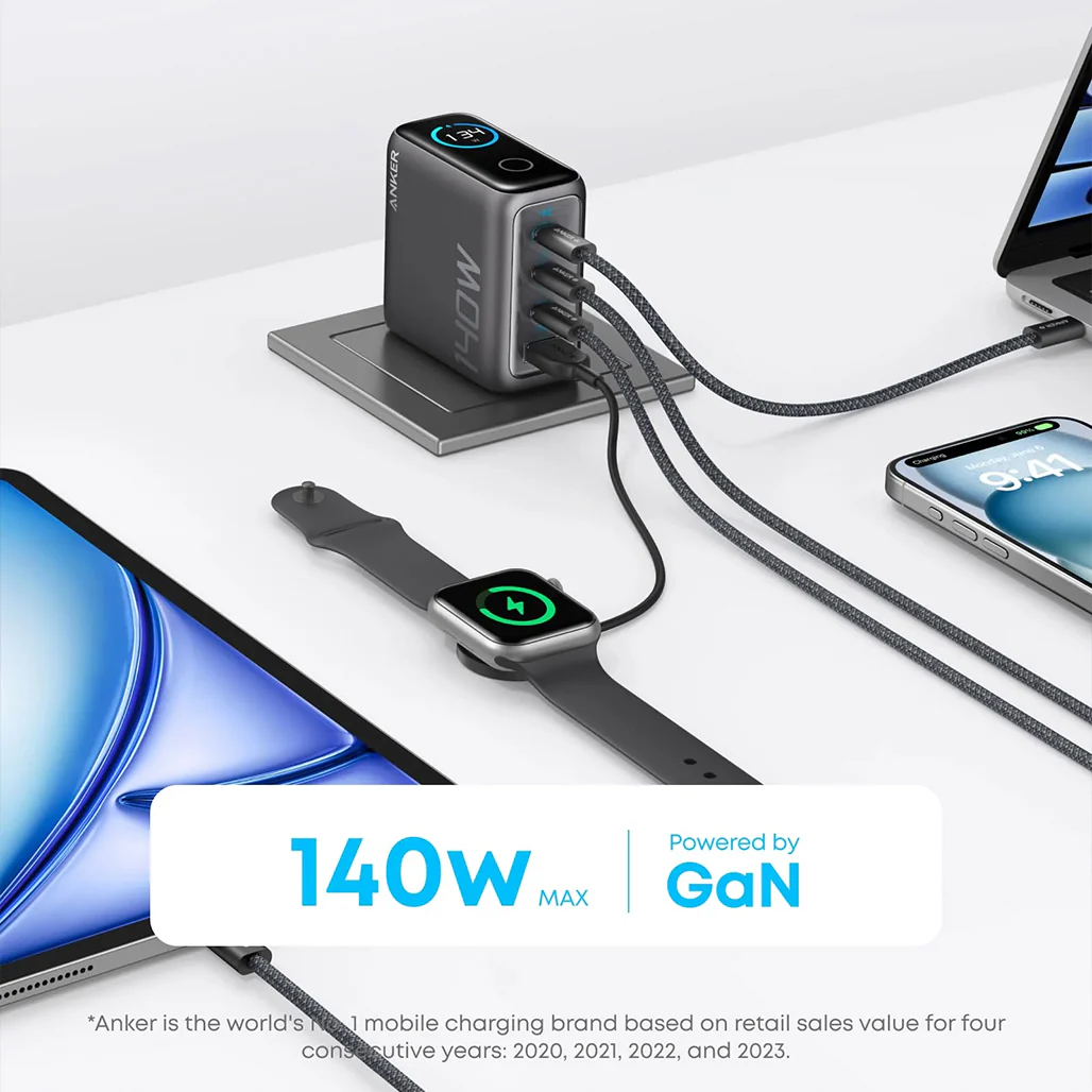 Anker Laptop Charger (140W, 4-Port, PD 3.1) with USB-C Cable - Image 2