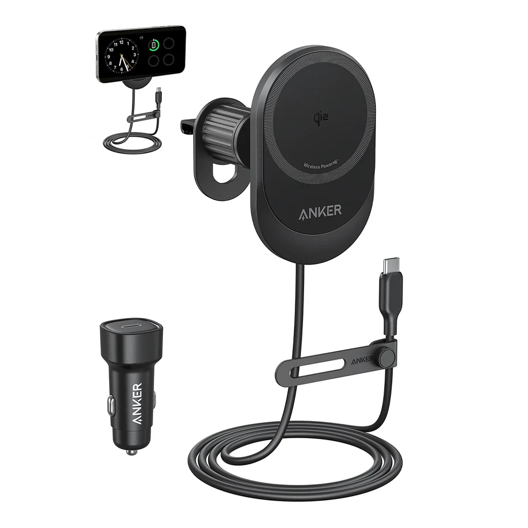 Anker MagGo 15W Wireless Car Charger - Magnetic Charging Pad with Built-In USB-C Cable, Adjustable 360° Base & 25W Adapter - Image 7