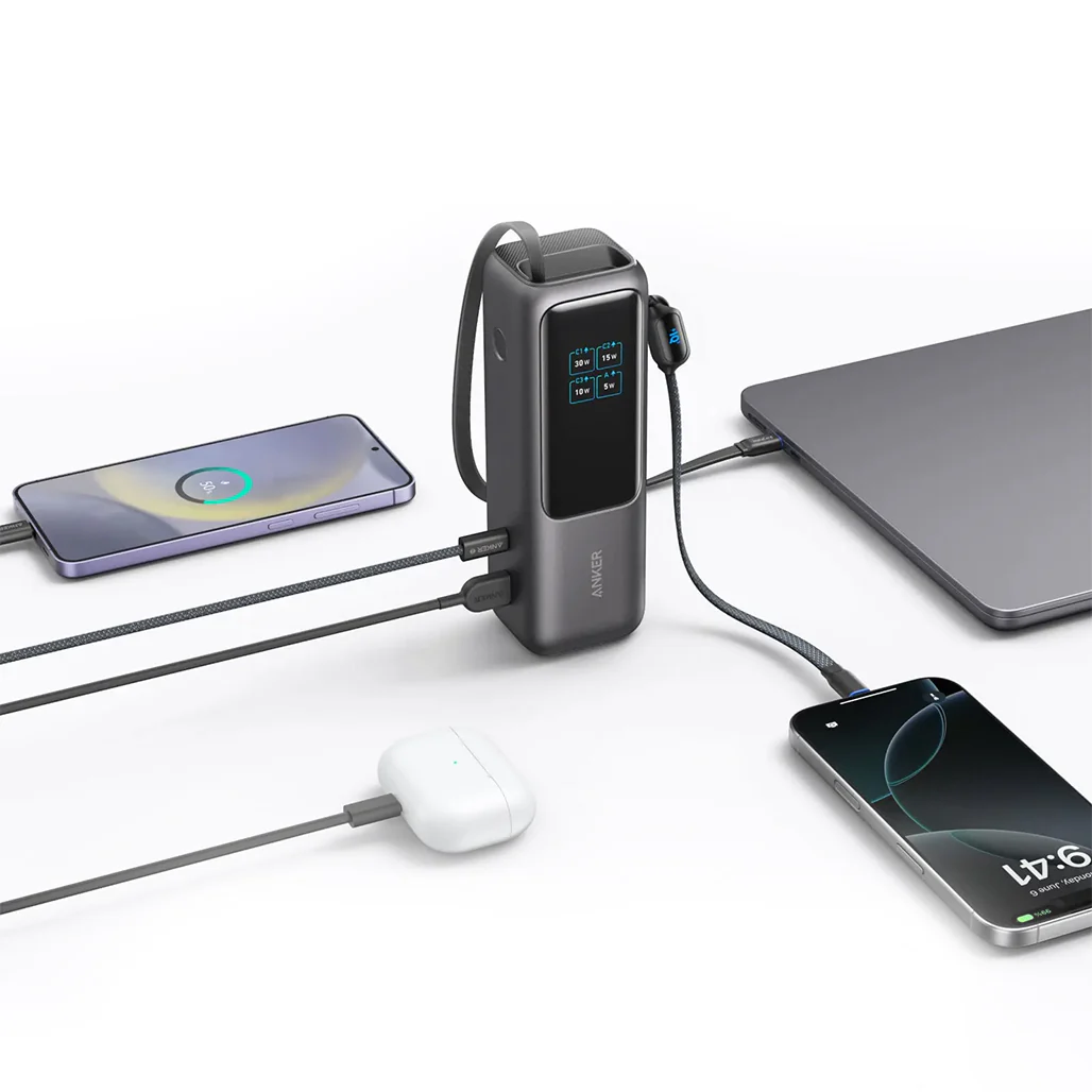 Anker Power Bank 25000mAh 165W Ultra-Fast Portable Charger with Retractable USB C Cables (Model A1695) - Dual Laptop Charging, 4 Device Support - Image 2