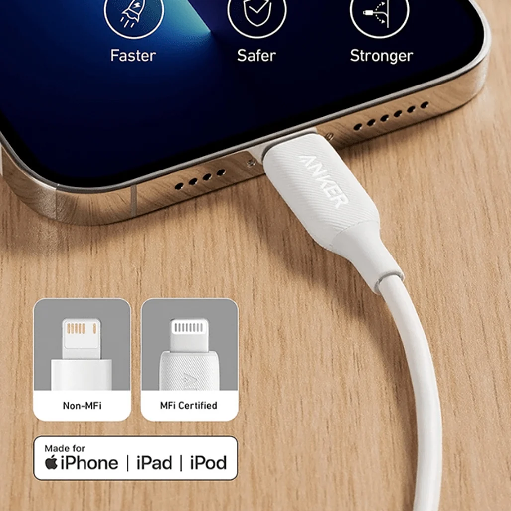 Anker PowerLine III USB-A to Lightning Cable (3ft) – MFi Certified, Ultra-Durable, High-Speed Data Transfer for iPhone (White) - Image 4