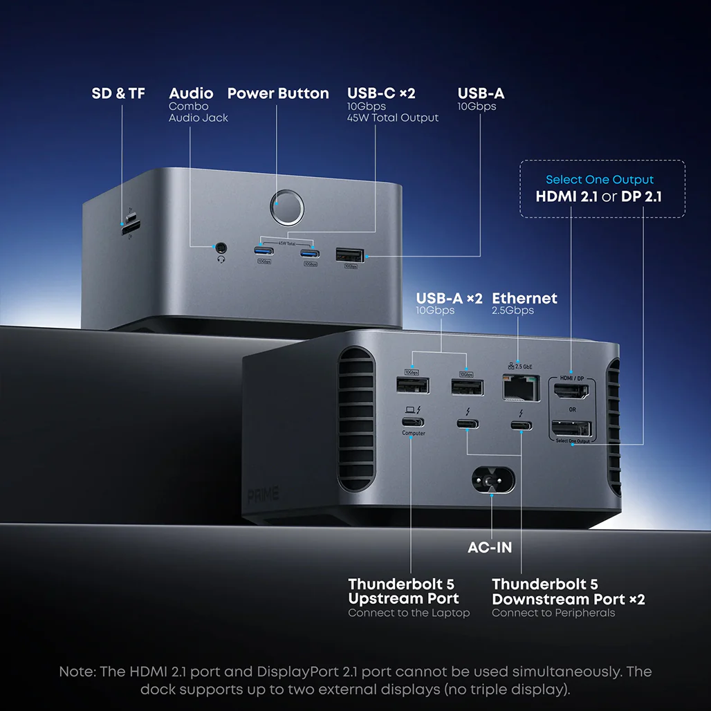 Anker Prime TB5 Thunderbolt 5 Docking Station 14-in-1 with 8K Display Support - Image 2
