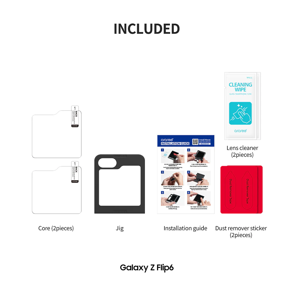 Araree Core Tempered Glass 2Pack - Clear for Samsung Galaxy Z Flip 6 - Image 2