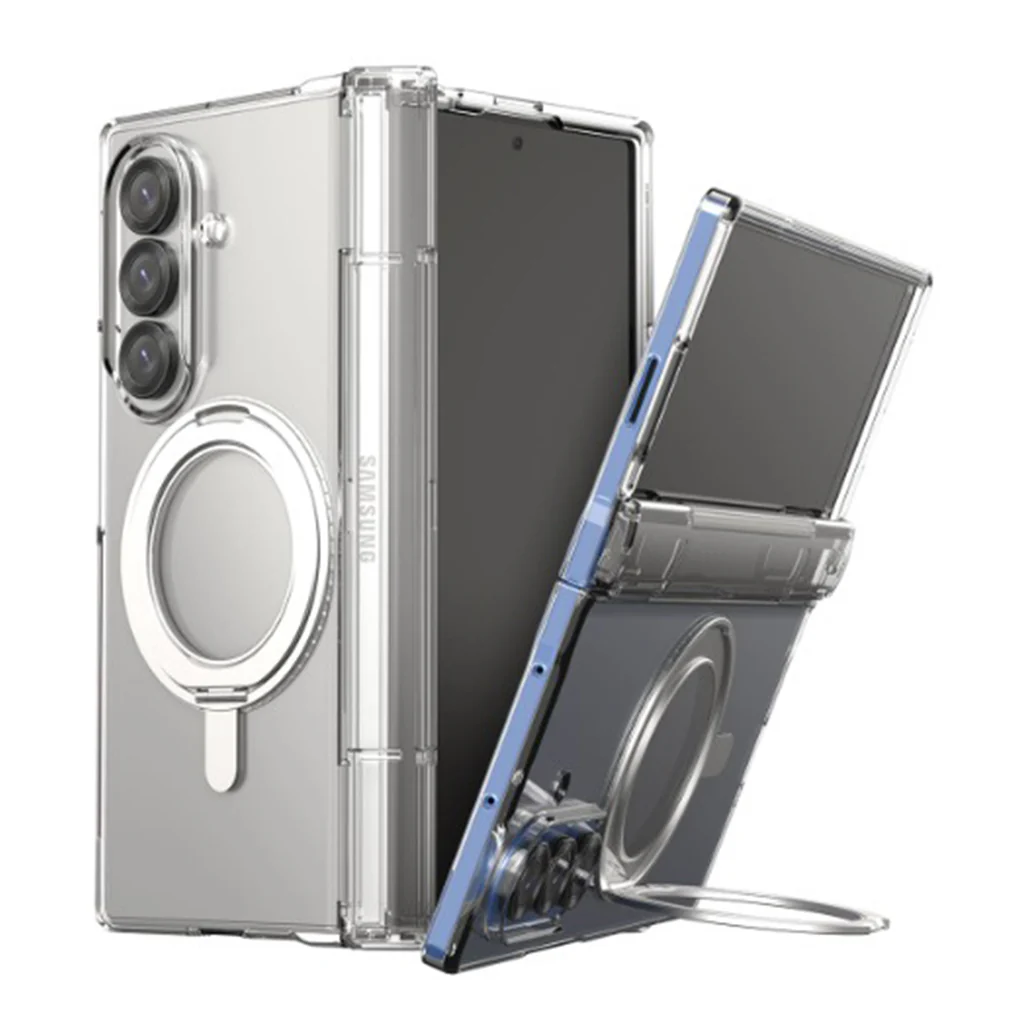 Araree Nukin 360 M Stand Case for Samsung Galaxy Z Fold 7- 360° Rotating MagSafe Kickstand – Clear