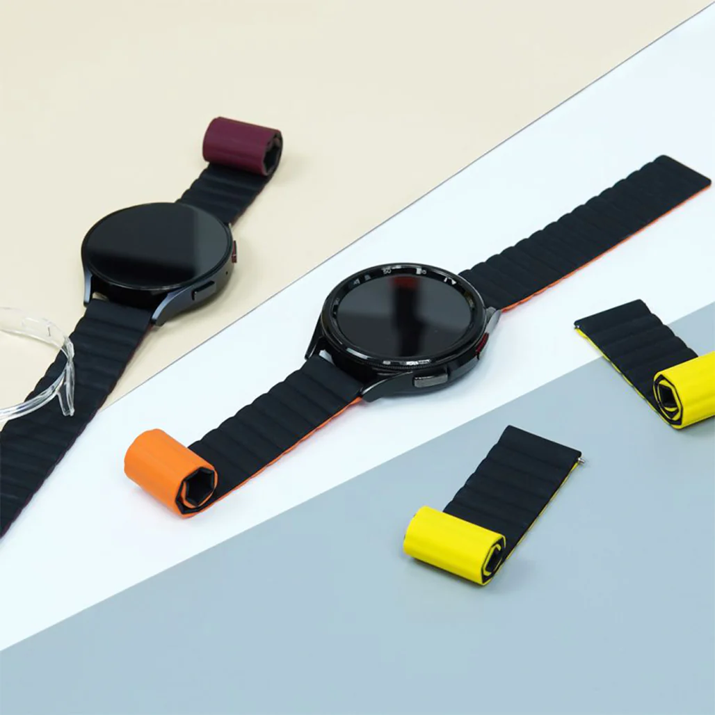 Araree Silicone Link Galaxy Watch Strap 20mm - Black/Wine Red - Image 3