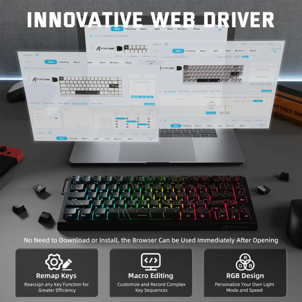 Attack Shark X68 Pro HE - Wireless Mechanical Gaming Keyboard - Image 5