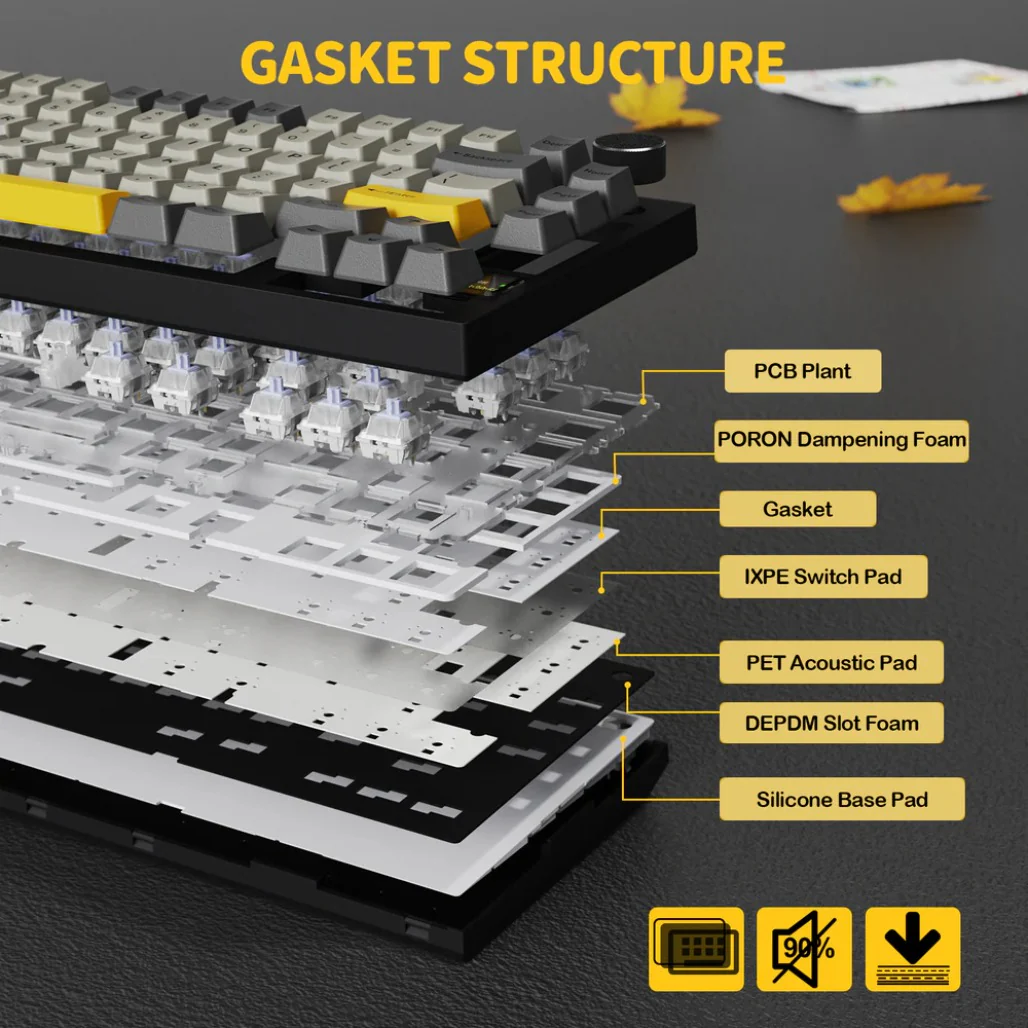 Attack Shark X820 Ultra 75% Tri-Mode Gasket Wireless Mechanical Gaming Keyboard - Image 18