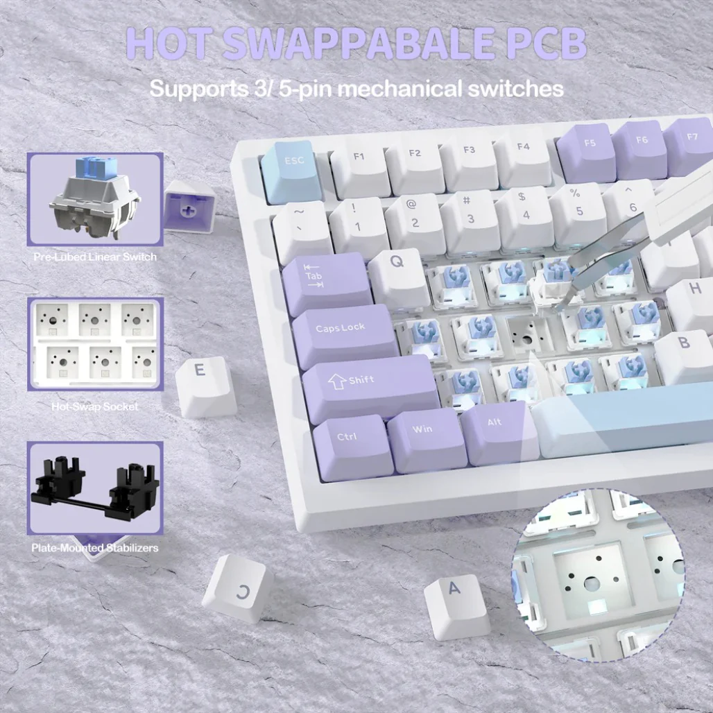 Attack Shark X820 Ultra 75% Tri-Mode Gasket Wireless Mechanical Gaming Keyboard - Image 28