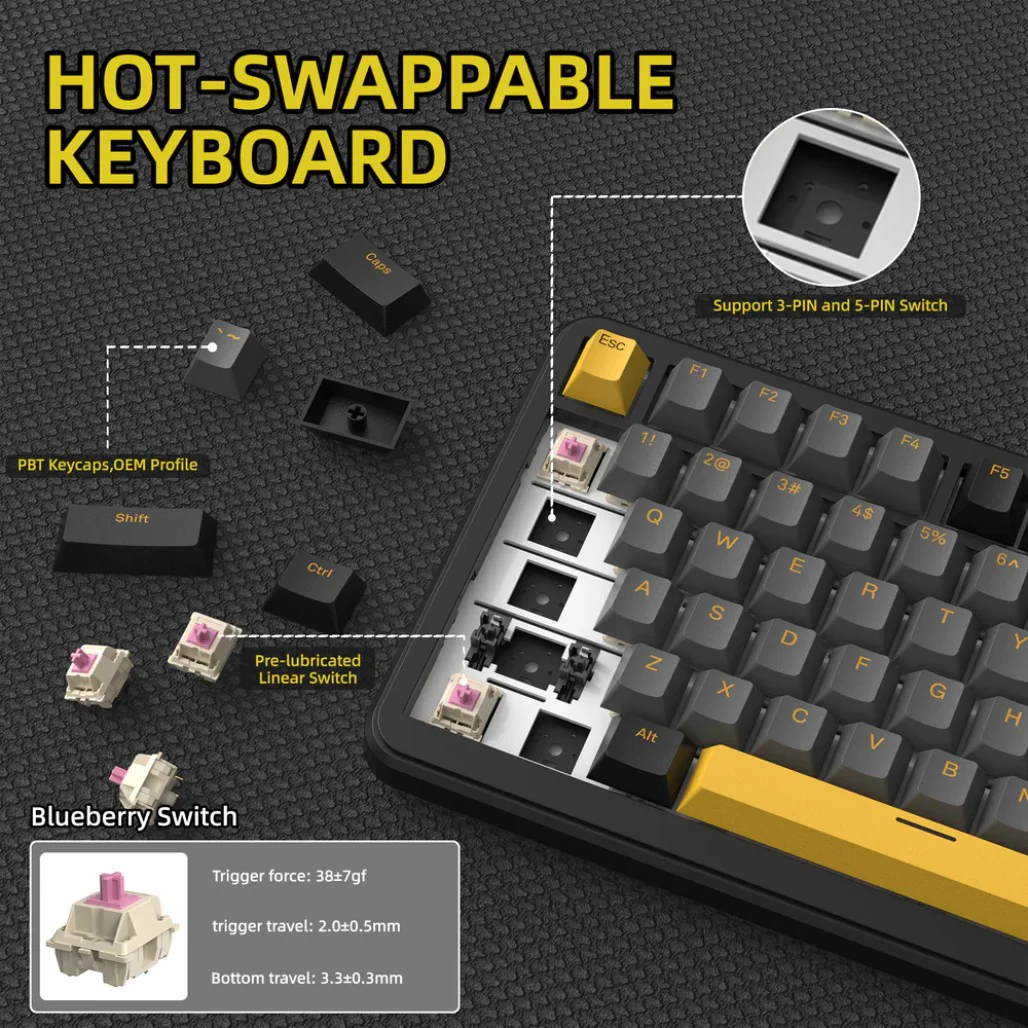 Attack Shark X85 Pro - 75% Wireless Mechanical Gaming Keyboard - Image 2