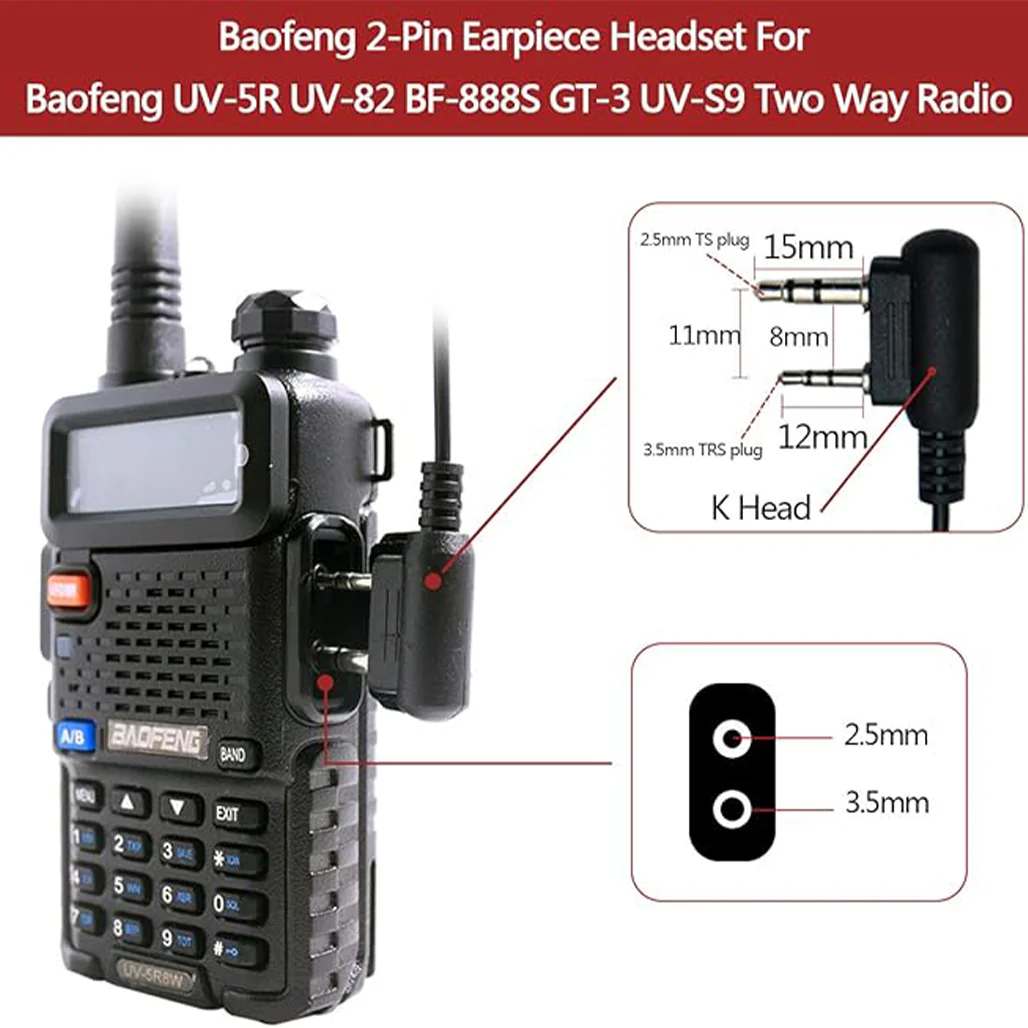 BAOFENG Walkie Talkie Earpiece with Mic - 2 Pin (BF210) - Image 4