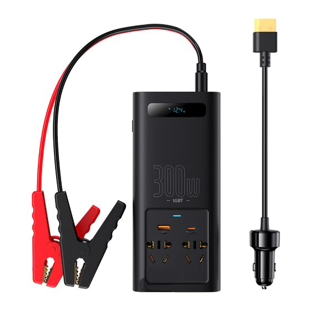 Baseus 300W Car Power Inverter with Pure Sine Wave Output and Multi-Port USB Charging