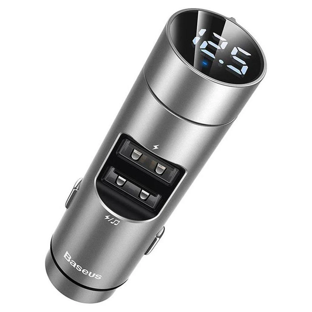 Baseus BS-01 Energy Column Car Wireless MP3 Charger - 5.0 Bluetooth, 3.1A Fast Charging, Intelligent Voltage Display, Metal Enclosure - Silver - Image 3