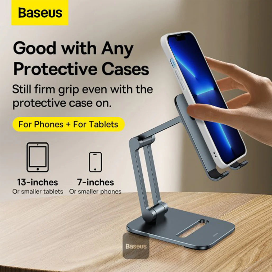 Baseus Desktop Biaxial Foldable Metal Stand for Phones - Grey - Image 10