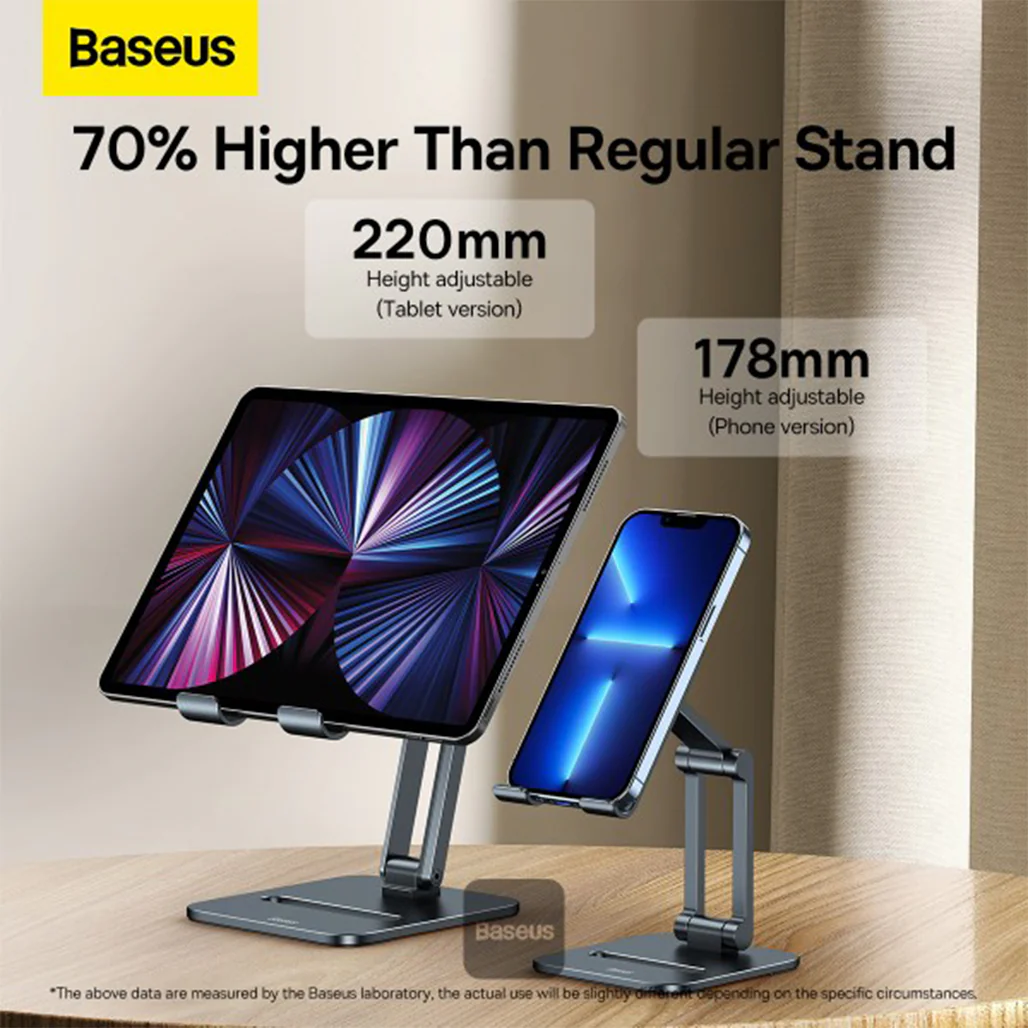 Baseus Desktop Biaxial Foldable Metal Stand for Phones - Grey - Image 8