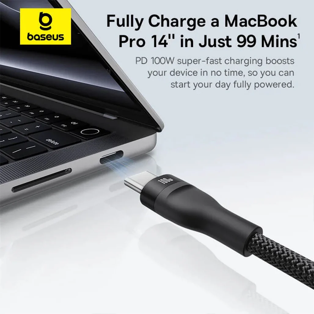Baseus Flash Series 3 Type-C to C+C+C Fast Charging Cable | 3-in-1 100W Power Deliver - Image 5