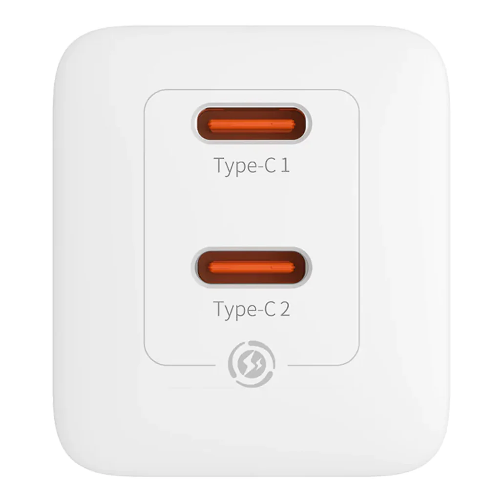 Baseus GaN5 Pro Dual USB-C Fast Charger 40W Adapter - White - Image 2