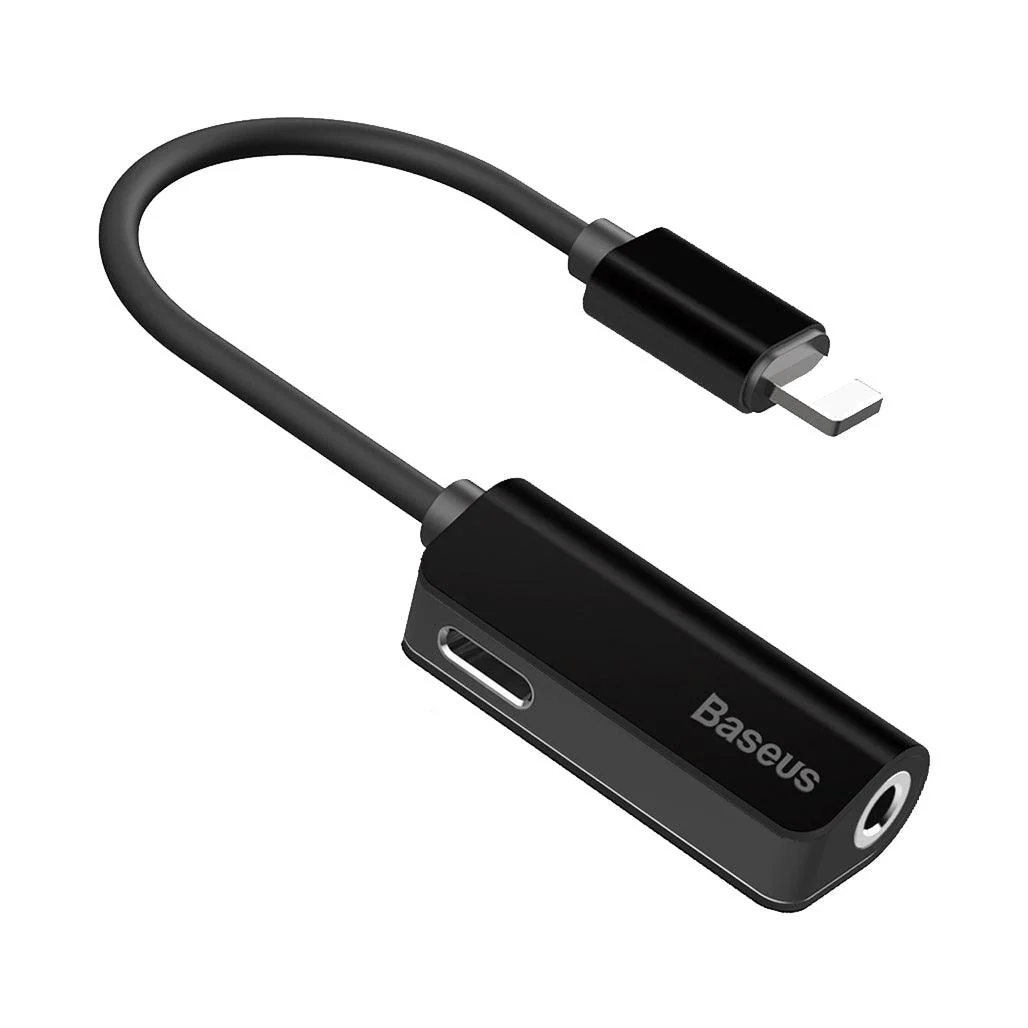 Baseus L37 IP Male to Dual IP Female Adapter - 3-in-1 Aux Audio Cable for iPhone - Image 2