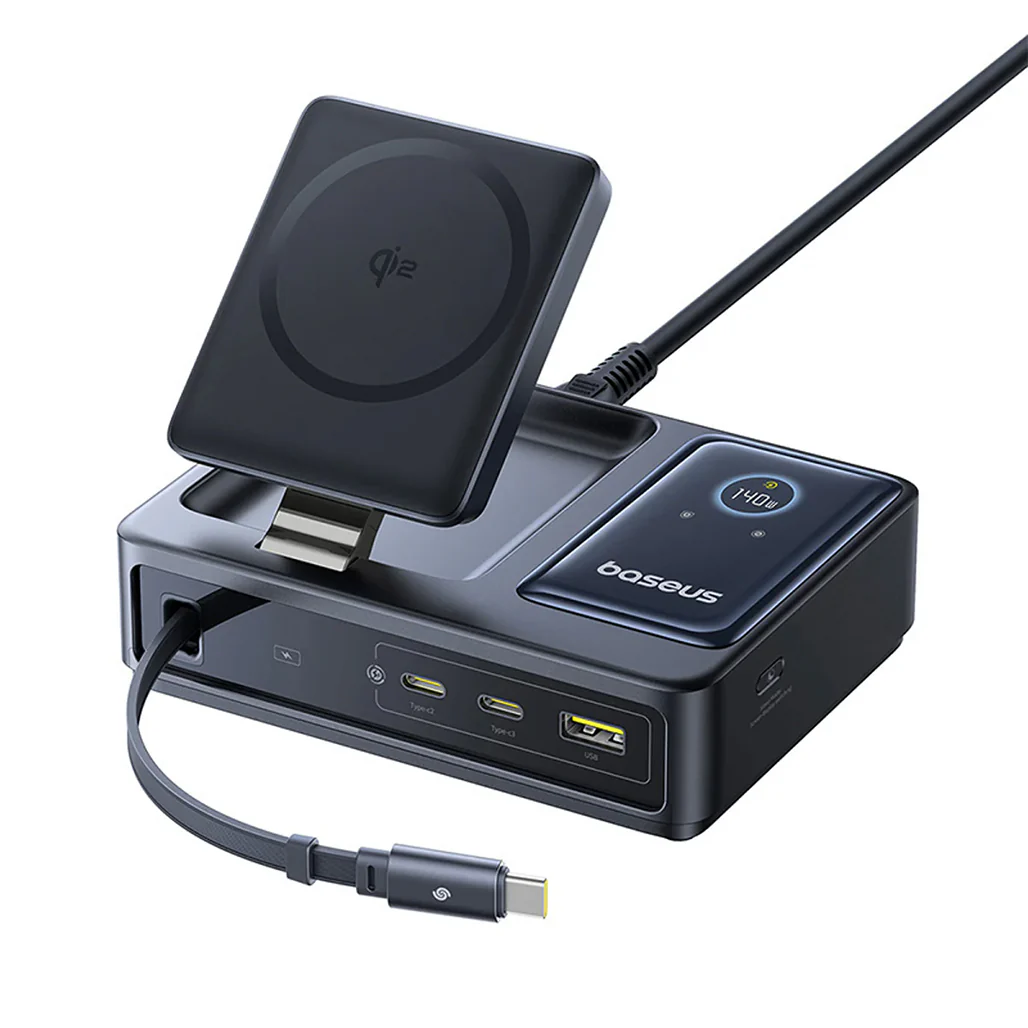 Baseus Nomos 5-in-1 Desktop Charger Qi2 140W | Fast Wireless & USB-C Charging Station - Image 4