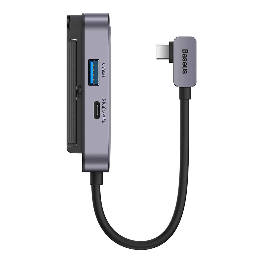 Baseus PadJoy 6-Port Type-C Hub Adapter - Dark Gray | 4K HD, 100W PD Charging, USB 3.0, SD/TF Card Reader - Image 2
