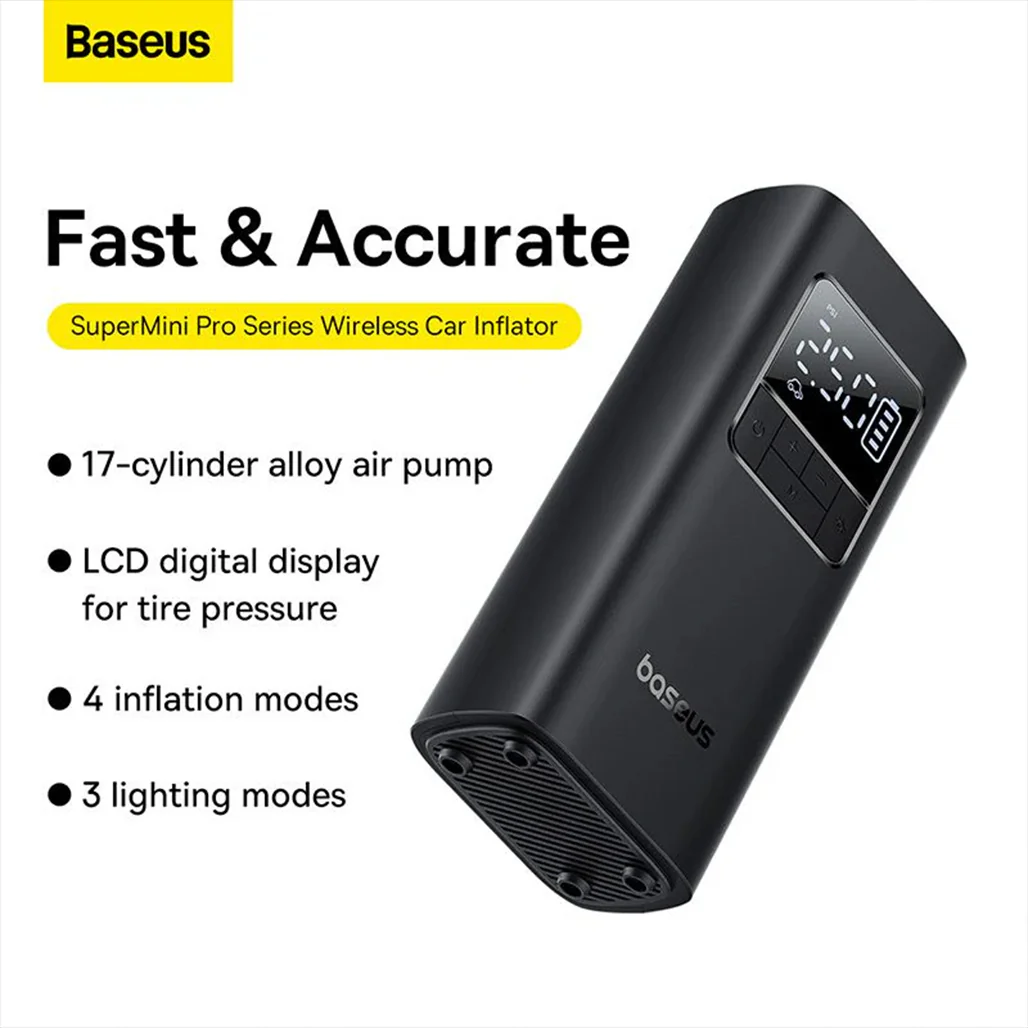 Baseus SuperMini Pro Series Wireless Car Inflator – Compact, Portable, and Versatile Tire Pump - Image 7