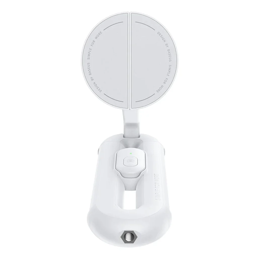 Baseus TechShot Dual-Support Magnetic & Clamping Selfie Stick Tripod with Bluetooth Remote, 360° Rotation, Foldable, Extendable - White - Image 2