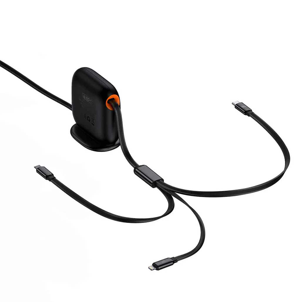 Baseus Traction Series Retractable 3-in-1 Fast Charging Cable – 100W Power Delivery with 360° Rotation and Easy Storage - Image 2