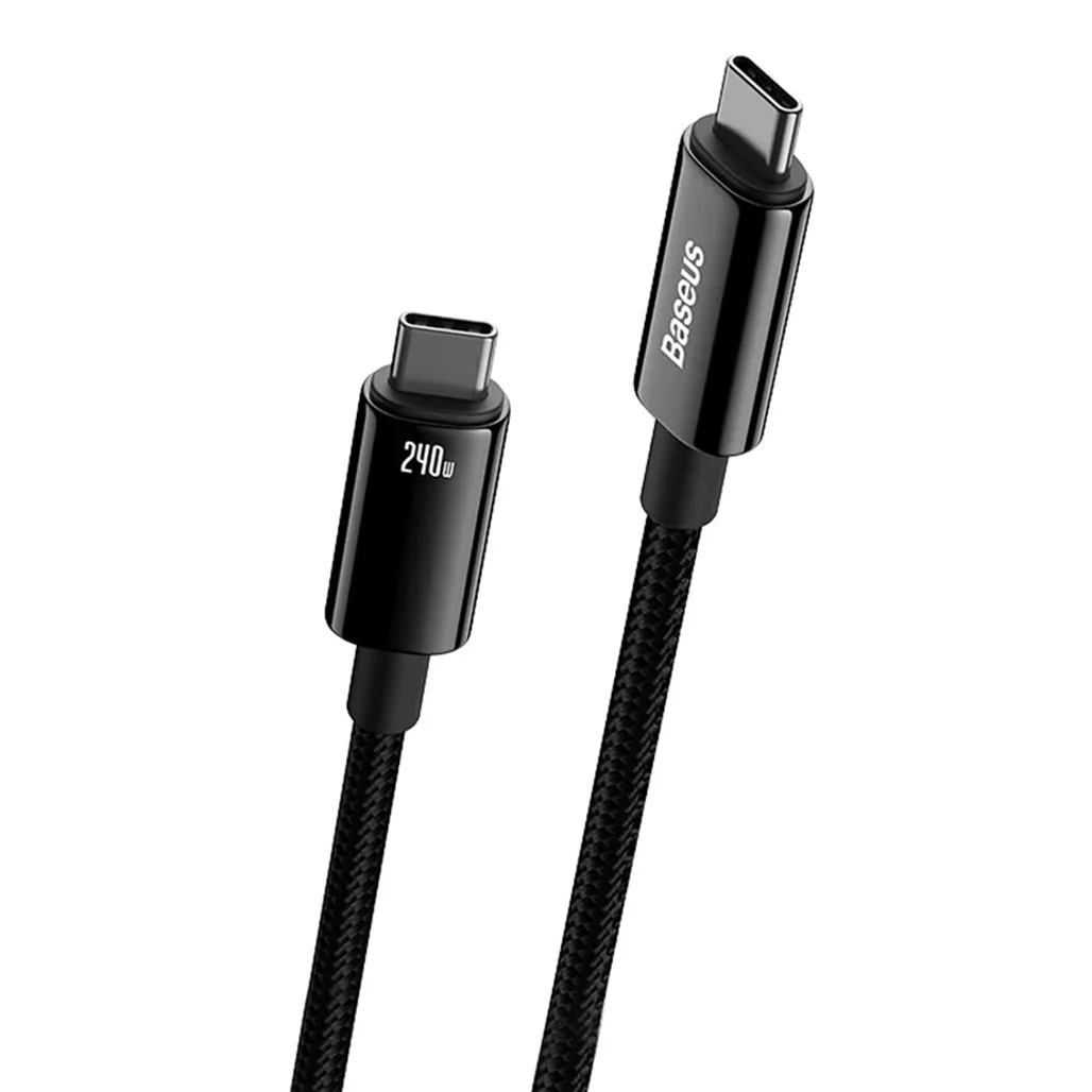 Baseus Tungsten Gold 240W USB-C to USB-C Fast Charging Data Cable – 3m Black - Image 3