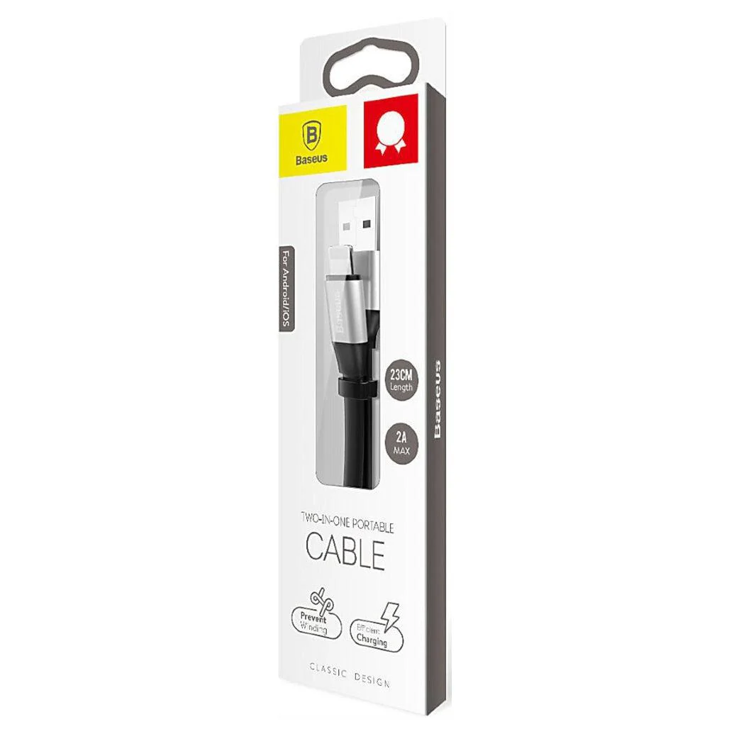 Baseus 2-in-1 Portable USB to Lightning Cable – 23CM - Image 2