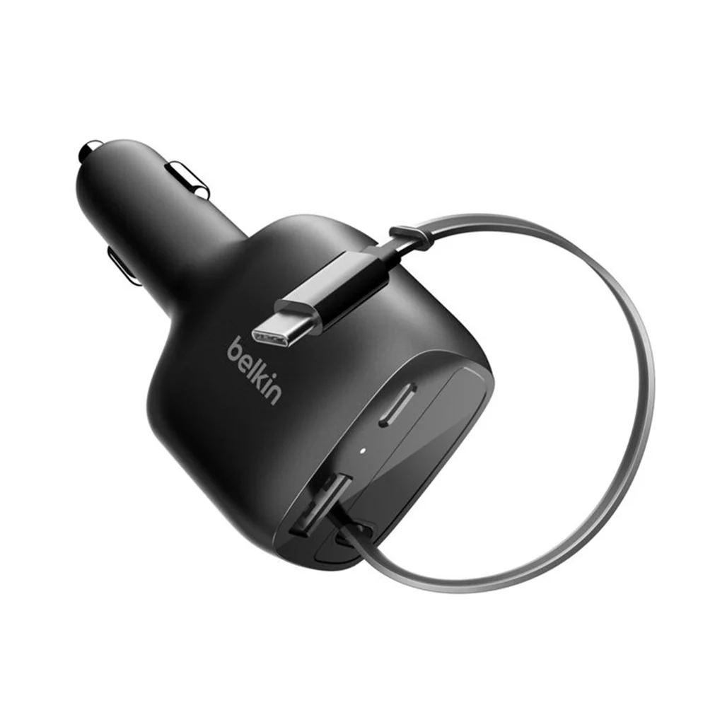Belkin BoostCharge 75W Retractable Car Charger with USB-C Cable & Dual Ports - Image 4