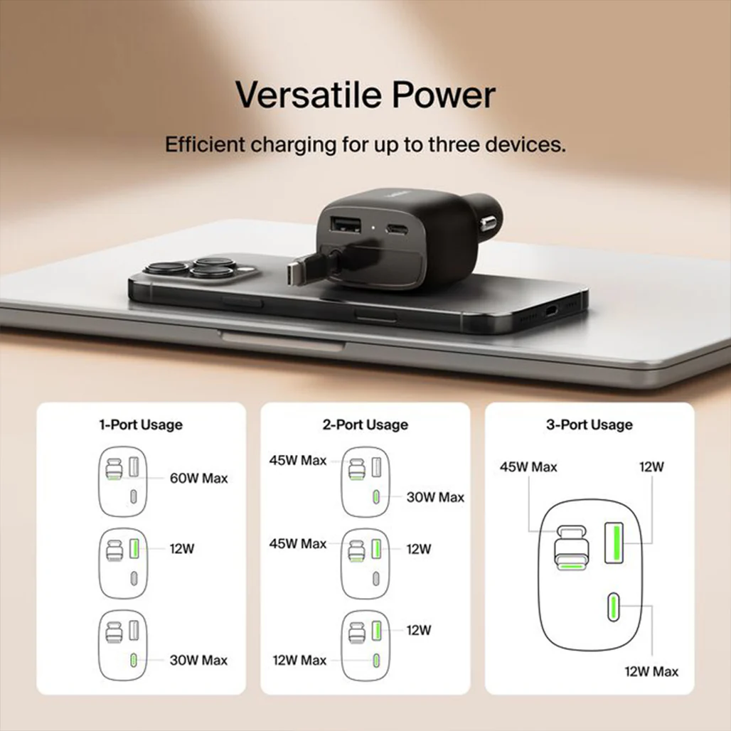 Belkin BoostCharge 75W Retractable Car Charger with USB-C Cable & Dual Ports - Image 8