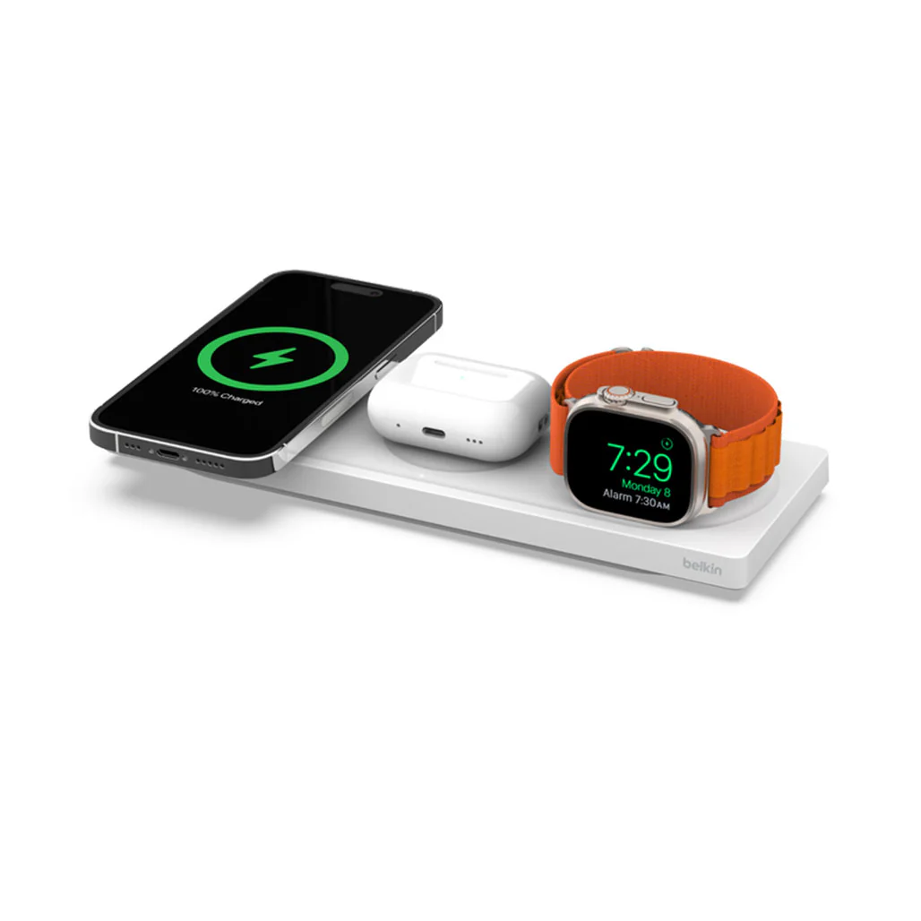 Belkin BoostCharge Pro 3-in-1 Wireless Charging Pad with MagSafe Technology – Fast Charging for iPhone, Apple Watch, and AirPods - Image 3