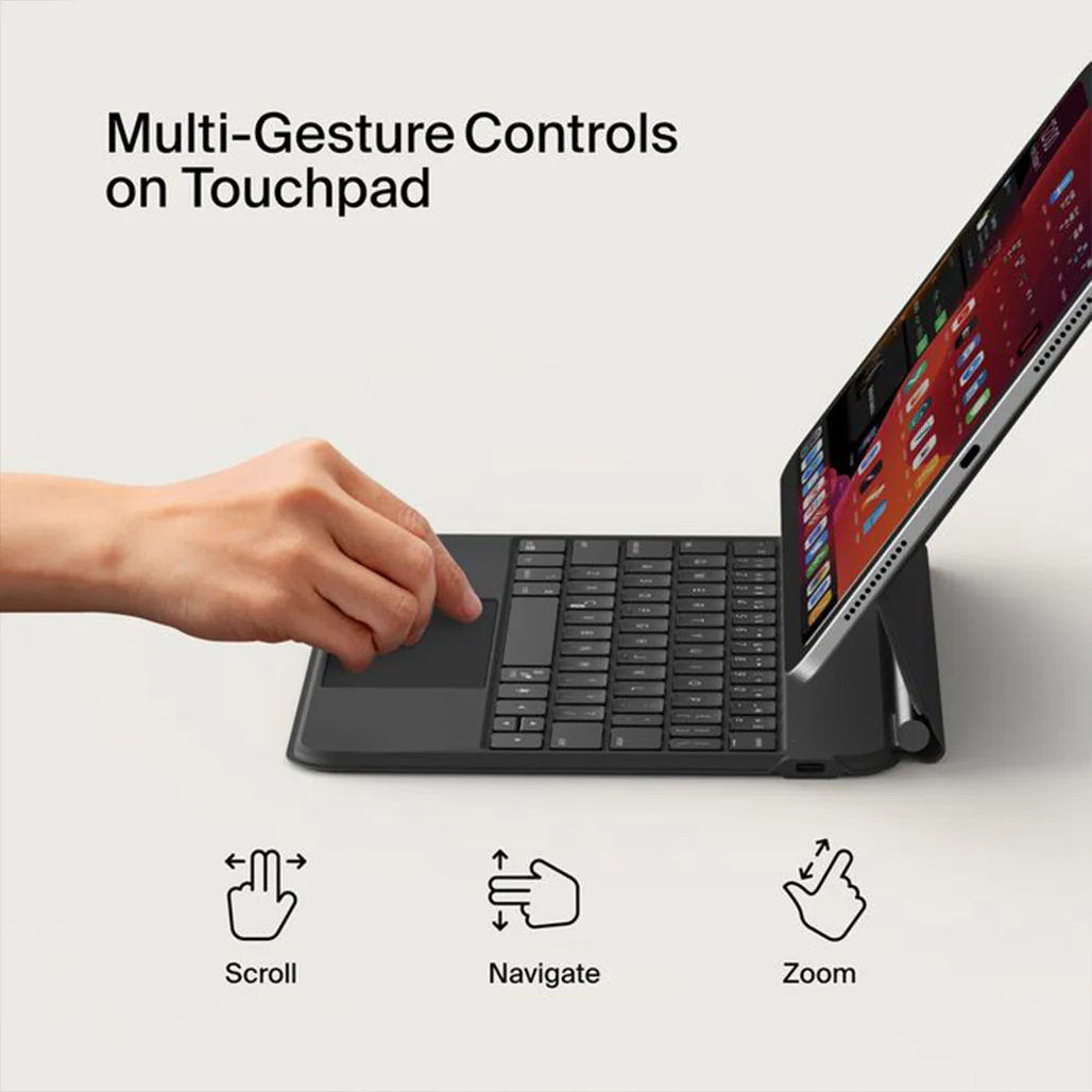 Belkin Pro Arabic Keyboard Case with Magnetic Stand for iPad Pro 11" (M4) – Backlit Bluetooth, Touchpad, Pencil Storage - Image 10