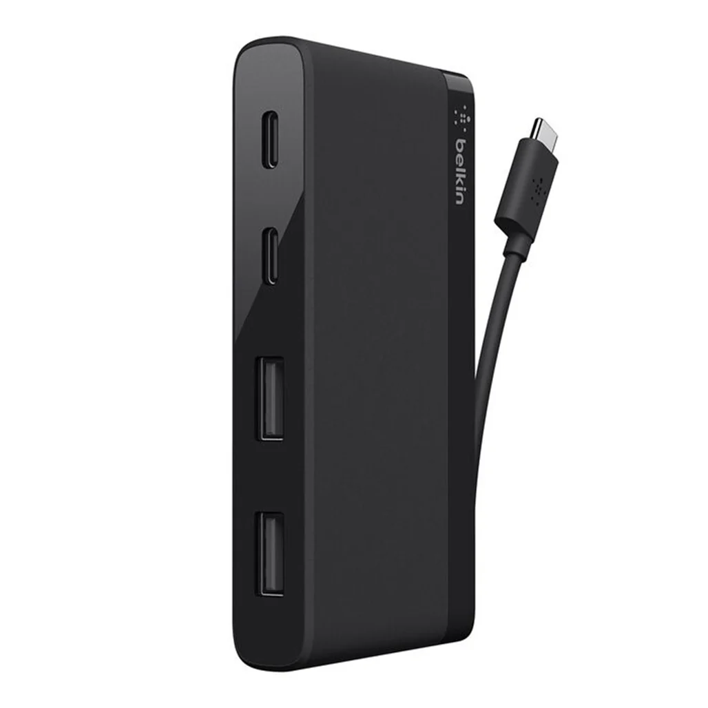 Belkin USB-C 4-Port Mini Hub – Compact USB-C and USB-A Expansion Adapter for Laptops