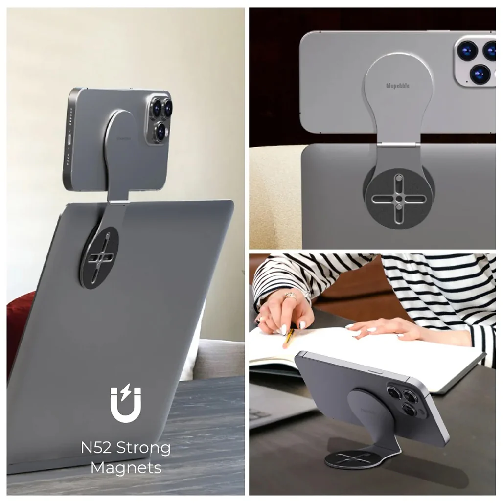 Blupebble Lumi Mag Magnetic Phone Stand with LED Light – 5-in-1 Aluminum Alloy Mount for Laptops, MacBooks, and iPads | Continuity Camera Compatible - Image 5