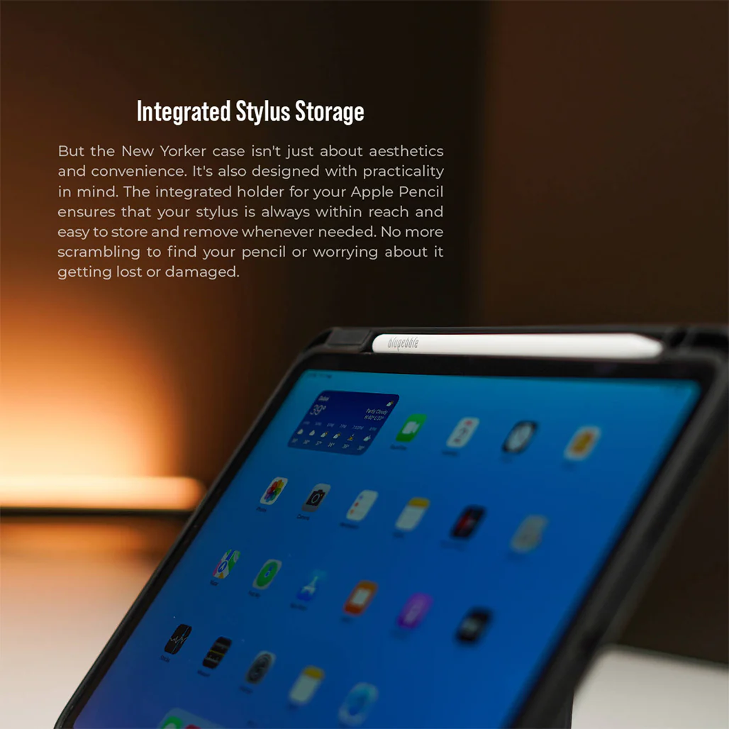 Blupebble New Yorker 11" iPad Pro Case with Integrated Stylus Holder and Smart Tri-Fold Stand - Image 4