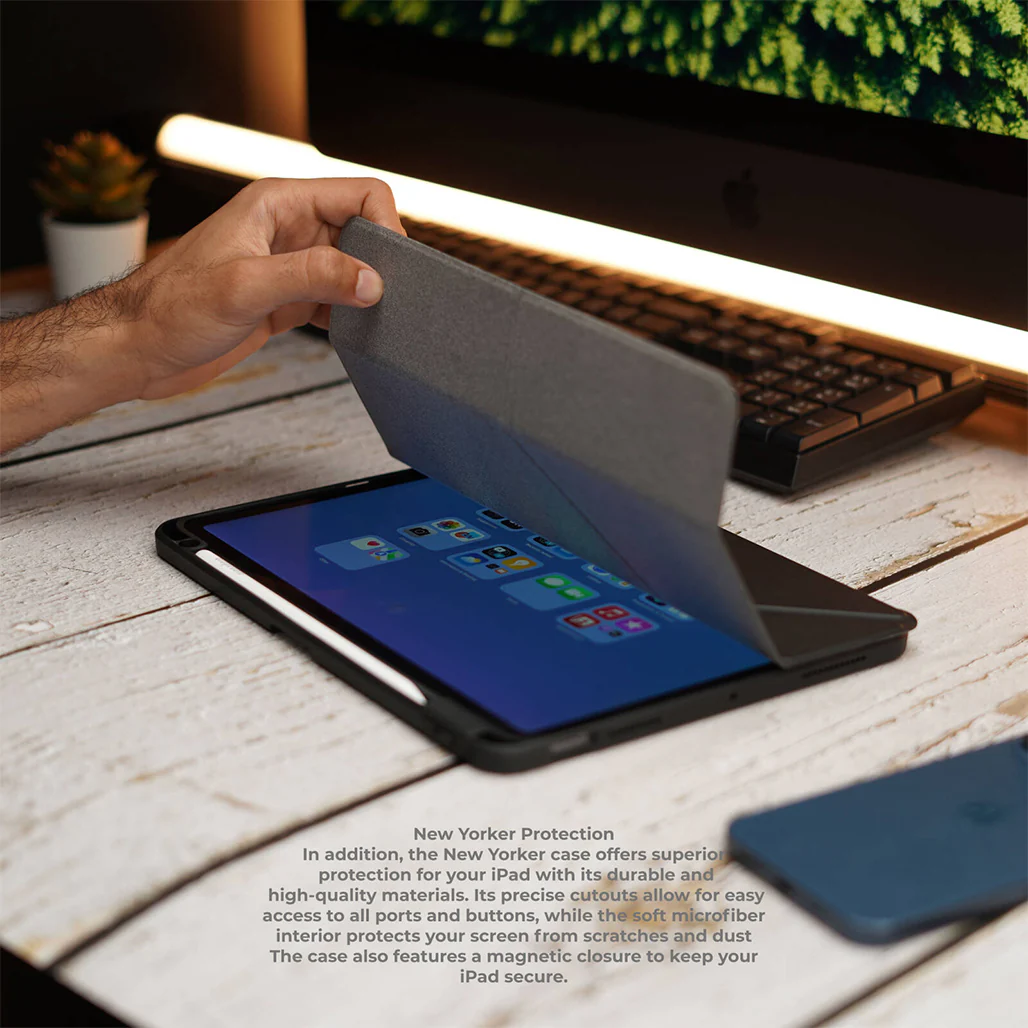 Blupebble New Yorker 11" iPad Pro Case with Integrated Stylus Holder and Smart Tri-Fold Stand - Image 7