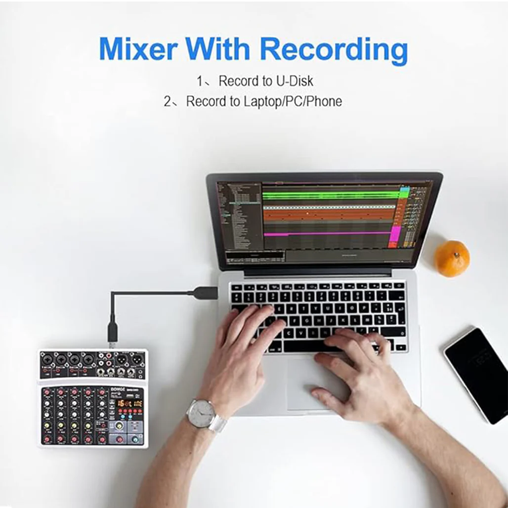 BOMGE 6-Channel Audio Mixer - Professional Digital DJ Mixer - Image 6