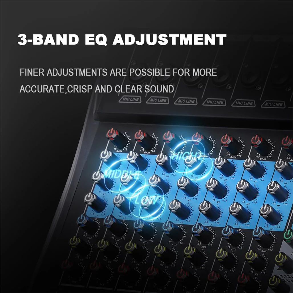 BOMGE 8-Channel Professional Audio Mixer Console – Studio & DJ Sound Board Interface - Image 4