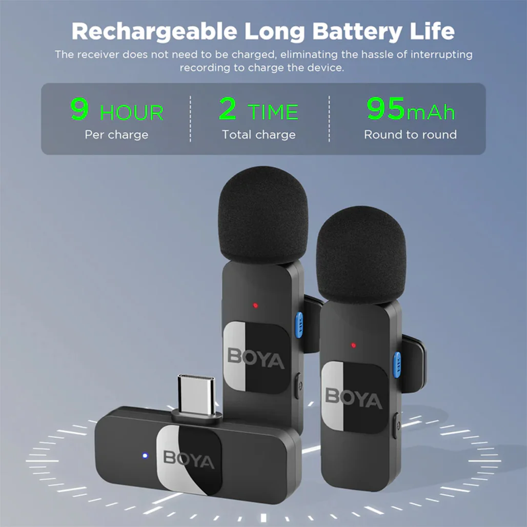 BOYA BY-V20 - Dual Wireless Lavalier Microphone for Android - Image 2